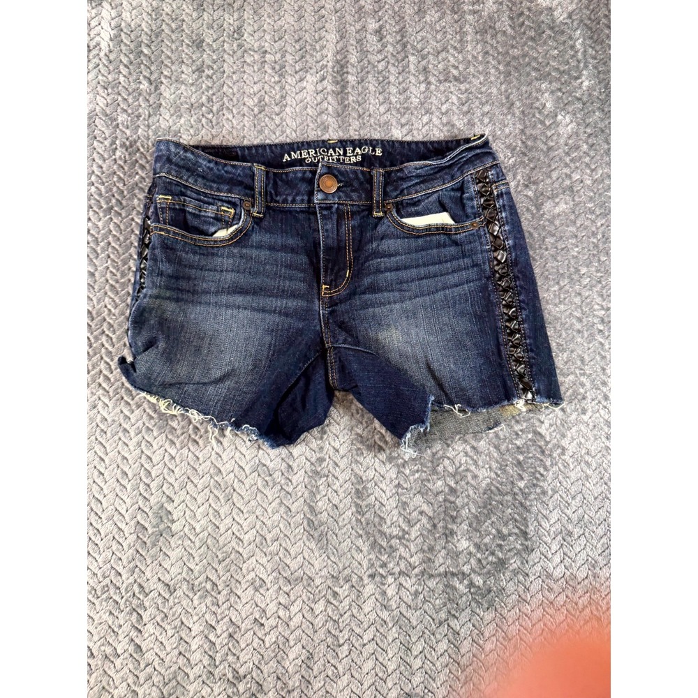 American Eagle Outfitters Cut Off Shorts Womens 8 Blue Denim Cotton Stretch